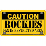 Caution Rockies Fan Metal Novelty License Plate 4" x 2.2" (MLP)
