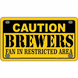 Caution Brewers Fan Metal Novelty License Plate 4" x 2.2" (MLP)