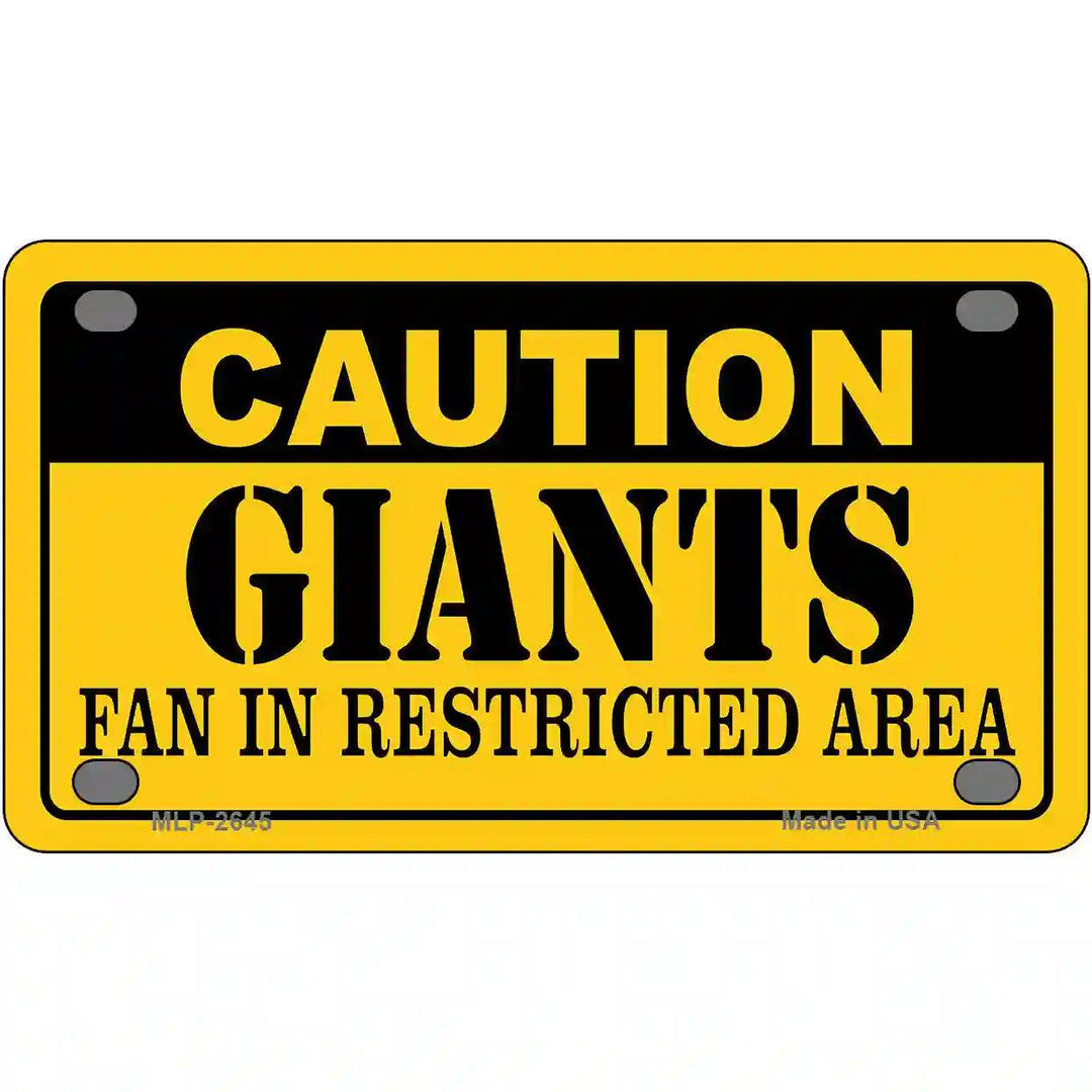 Caution Giants Fan Metal Novelty License Plate 4" x 2.2" (MLP)