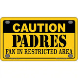 Caution Padres Fan Metal Novelty License Plate 4" x 2.2" (MLP)