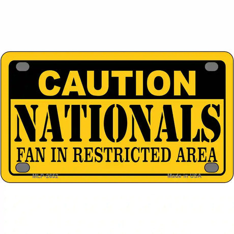 Caution Nationals Fan Metal Novelty License Plate 4" x 2.2" (MLP)