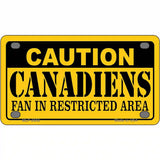 Caution Canadiens Metal Novelty License Plate 4" x 2.2" (MLP)