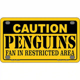 Caution Penguins Metal Novelty License Plate 4" x 2.2" (MLP)