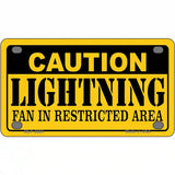 Caution Lightning Metal Novelty License Plate 4" x 2.2" (MLP)