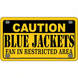 Caution Blue Jackets Metal Novelty License Plate 4" x 2.2" (MLP)