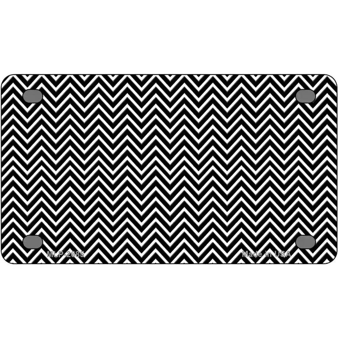 Black White Chevron Metal Novelty License Plate 4" x 2.2" (MLP)