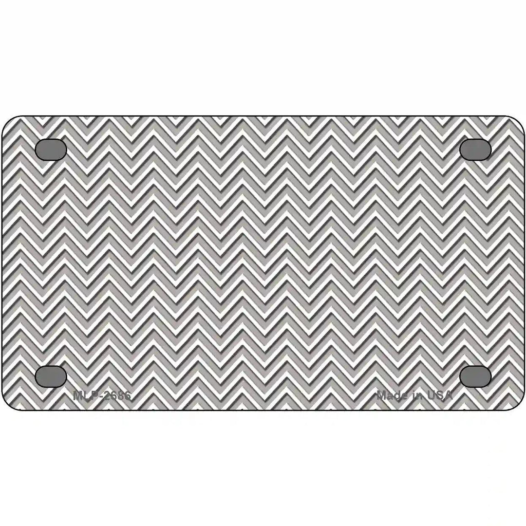 Grey White Chevron Metal Novelty License Plate 4" x 2.2" (MLP)
