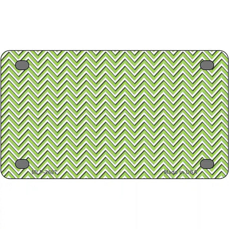Lime Green White Chevron Metal Novelty License Plate 4" x 2.2" (MLP)