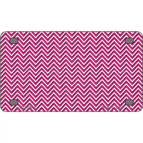 Pink White Chevron Metal Novelty License Plate 4" x 2.2" (MLP)