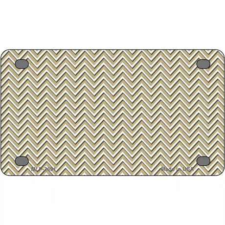 Gold White Chevron Metal Novelty License Plate 4" x 2.2" (MLP)