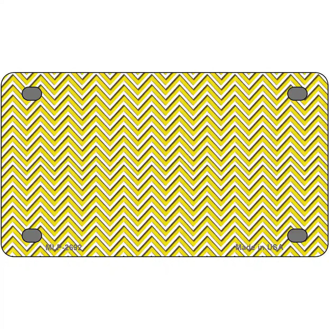 Yellow White Chevron Metal Novelty License Plate 4" x 2.2" (MLP)