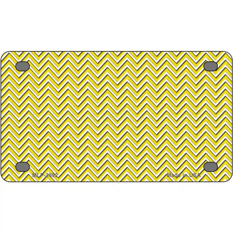 Yellow White Chevron Metal Novelty License Plate 4" x 2.2" (MLP)