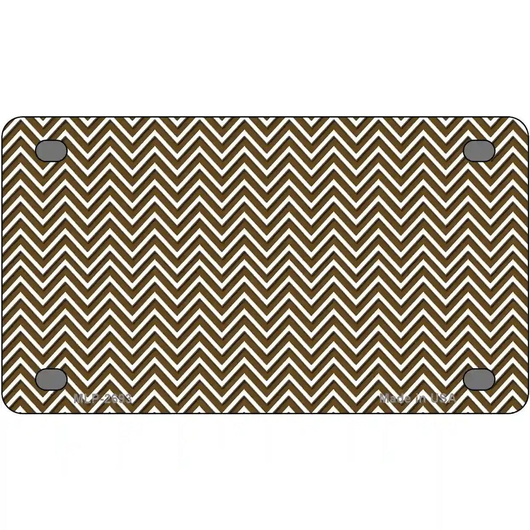 Brown White Chevron Metal Novelty License Plate 4" x 2.2" (MLP)