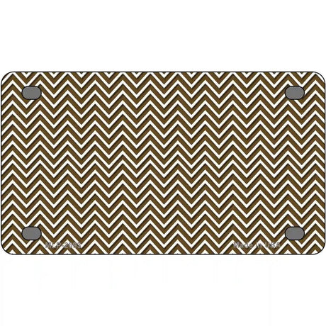 Brown White Chevron Metal Novelty License Plate 4" x 2.2" (MLP)