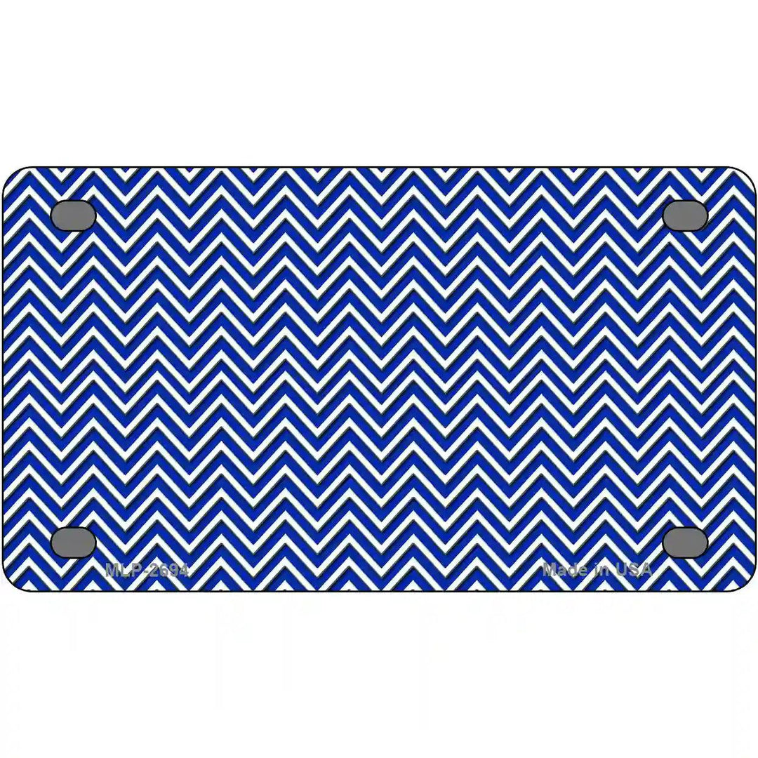 Blue White Chevron Metal Novelty License Plate 4" x 2.2" (MLP)
