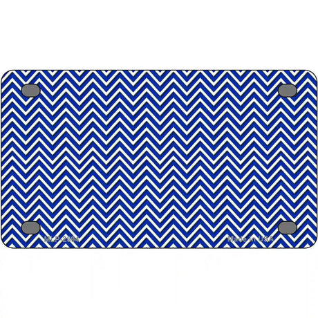 Blue White Chevron Metal Novelty License Plate 4" x 2.2" (MLP)