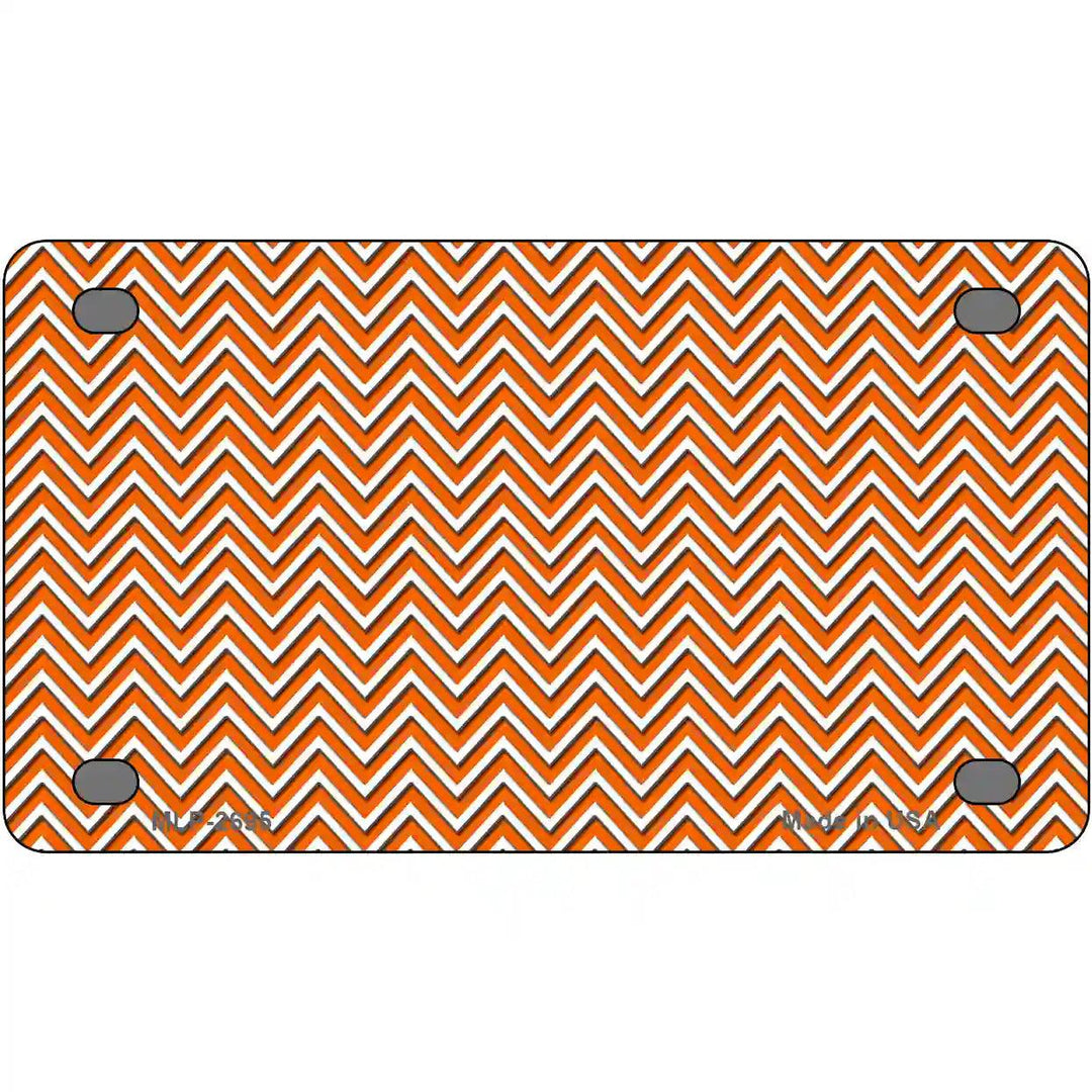 Orange White Chevron Metal Novelty License Plate 4" x 2.2" (MLP)