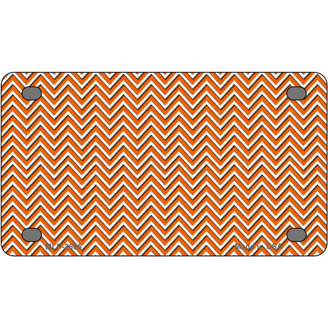 Orange White Chevron Metal Novelty License Plate 4" x 2.2" (MLP)