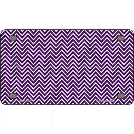 Purple White Chevron Metal Novelty License Plate 4" x 2.2" (MLP)