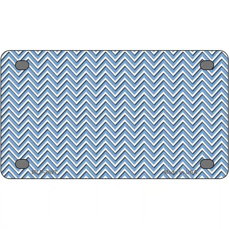 Light Blue White Chevron Metal Novelty License Plate 4" x 2.2" (MLP)