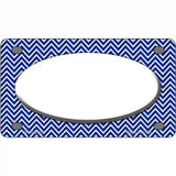 Blue White Chevon White Center Oval Metal Novelty License Plate 4" x 2.2" (MLP)