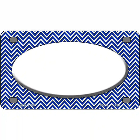 Blue White Chevon White Center Oval Metal Novelty License Plate 4" x 2.2" (MLP)