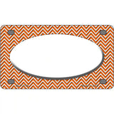 Orange White Chevon White Center Oval Metal Novelty License Plate 4" x 2.2" (MLP)