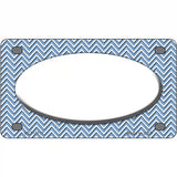 Light Blue White Chevon White Center Oval Metal Novelty License Plate 4" x 2.2" (MLP)