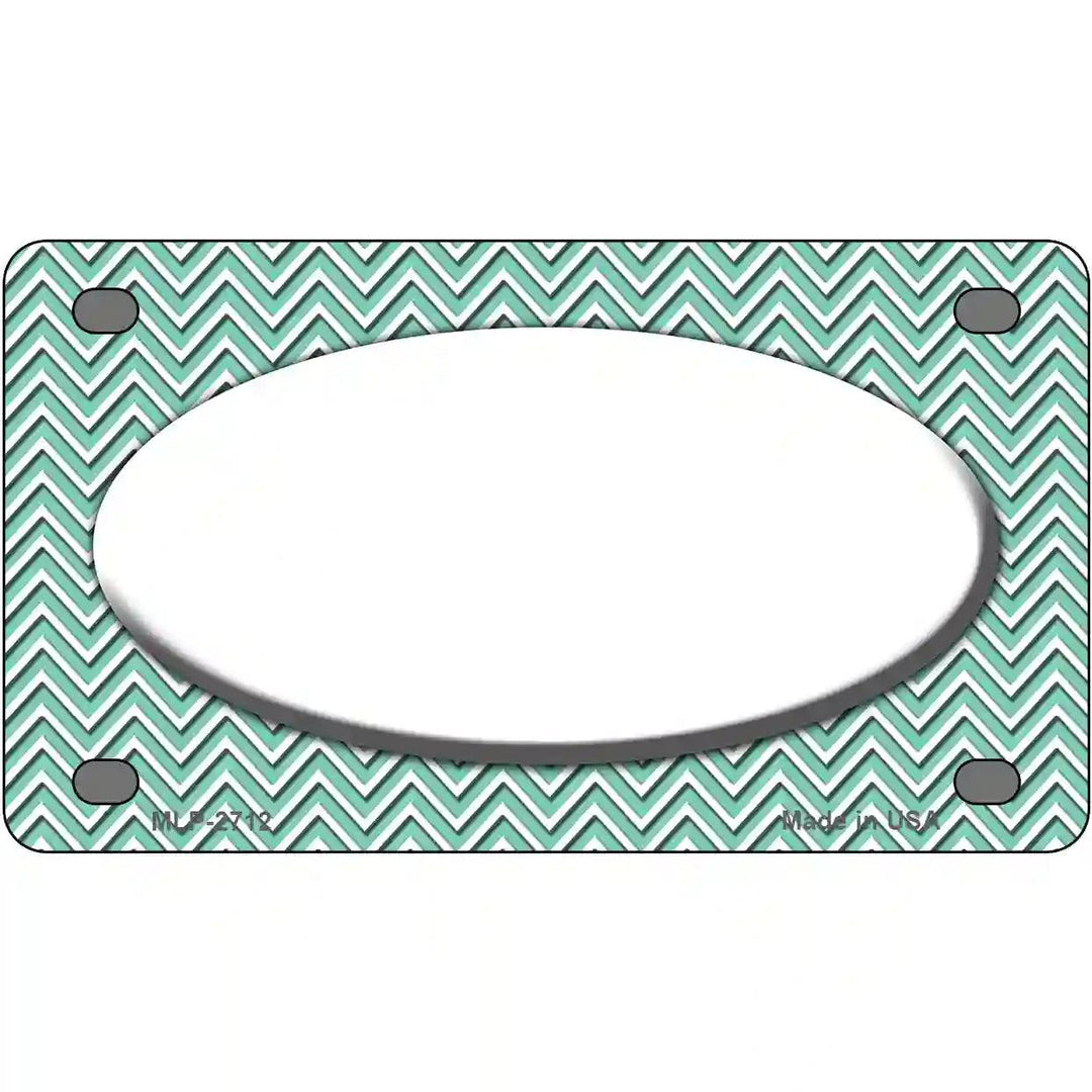 Mint White Chevon White Center Oval Metal Novelty License Plate 4" x 2.2" (MLP)