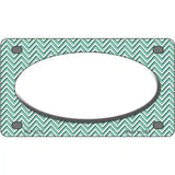 Mint White Chevon White Center Oval Metal Novelty License Plate 4" x 2.2" (MLP)