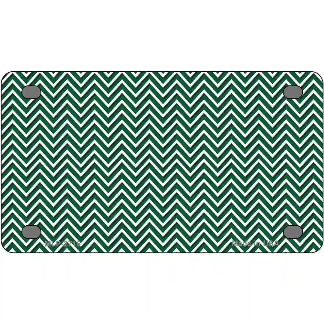 Green White Chevron Metal Novelty License Plate 4" x 2.2" (MLP)