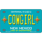 Cowgirl New Mexico Teal Novelty Metal License Plate 4" x 2.2" (MLP)