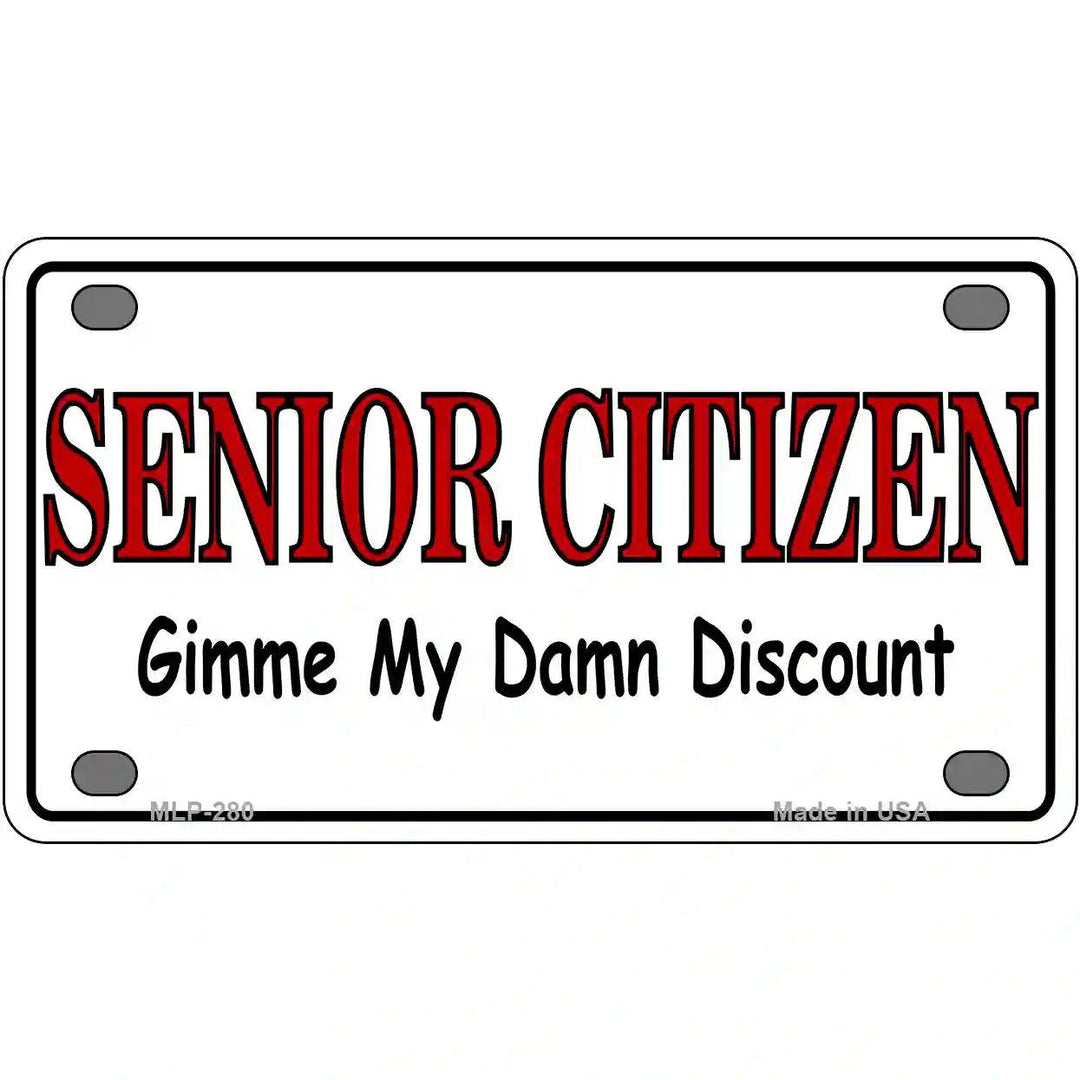 Senior Citizen Discount Metal Novelty License Plate 4" x 2.2" (MLP)