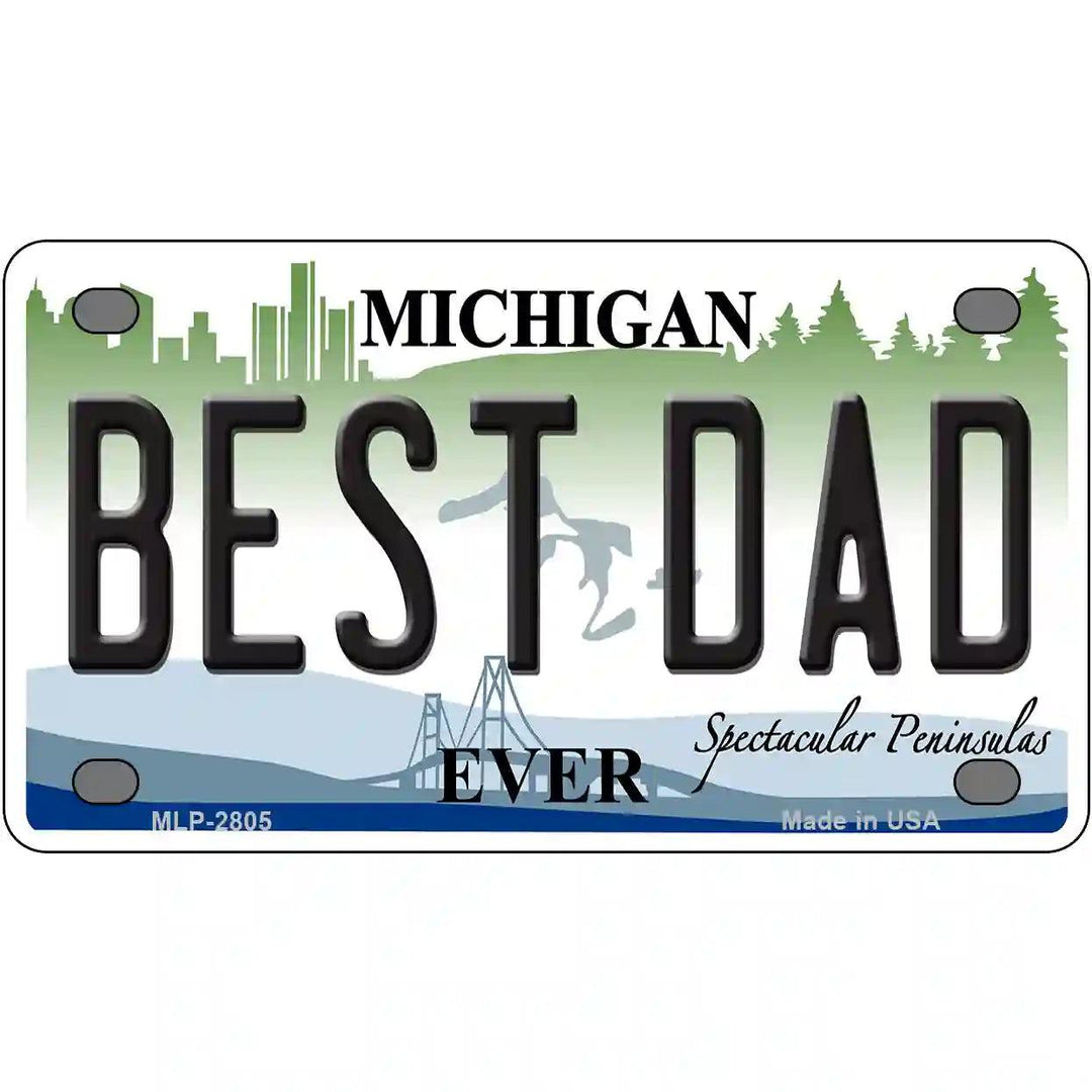 Best Dad Michigan State Metal Novelty License Plate 4" x 2.2" (MLP)