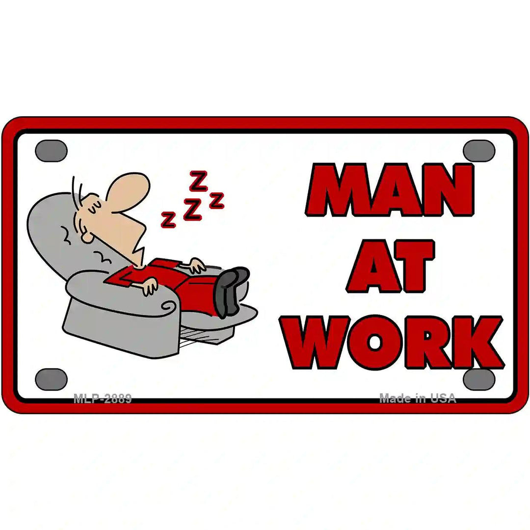 Man At Work Metal Novelty License Plate 4" x 2.2" (MLP)