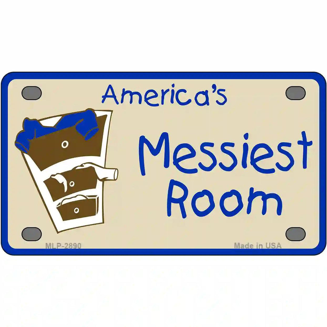 Americas Messiest Room Metal Novelty License Plate 4" x 2.2" (MLP)