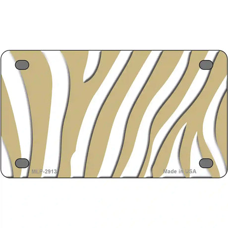 Gold White Zebra Metal Novelty License Plate 4" x 2.2" (MLP)