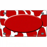 Red White Giraffe Red Center Oval Metal Novelty License Plate 4" x 2.2" (MLP)