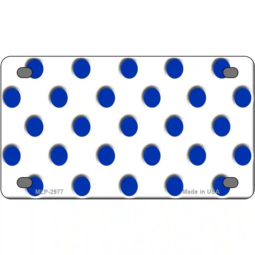 Blue White Polka Dot Metal Novelty License Plate 4" x 2.2" (MLP)