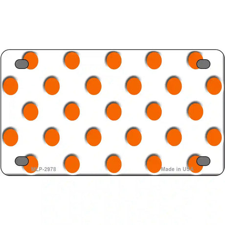 Orange White Polka Dot Metal Novelty License Plate 4" x 2.2" (MLP)