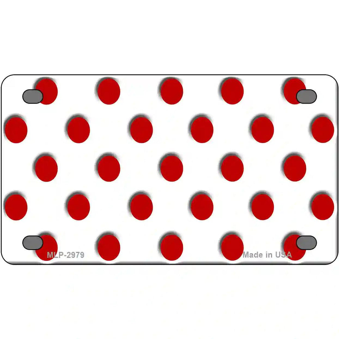 Red White Polka Dot Metal Novelty License Plate 4" x 2.2" (MLP)