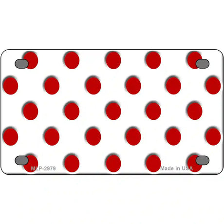 Red White Polka Dot Metal Novelty License Plate 4" x 2.2" (MLP)