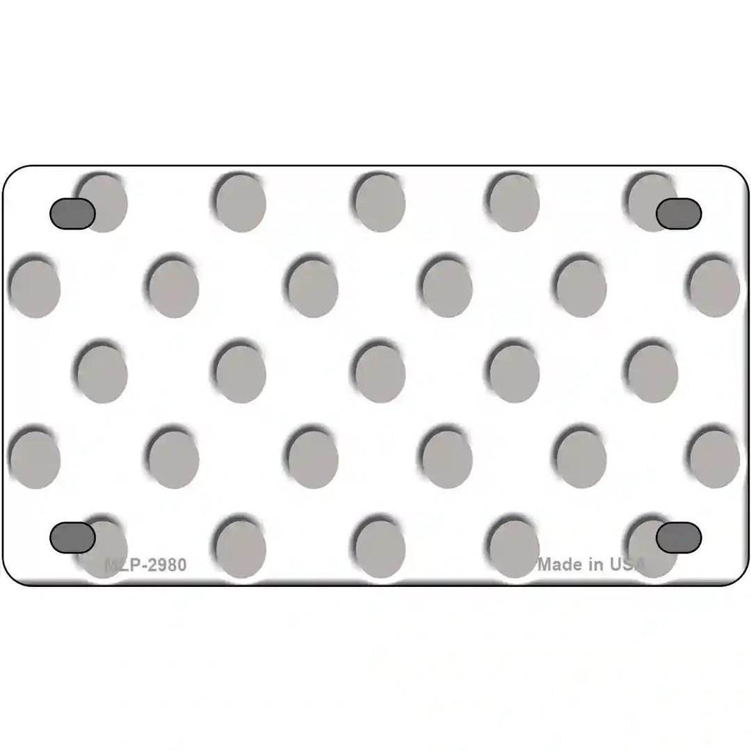 Grey White Polka Dot Metal Novelty License Plate 4" x 2.2" (MLP)