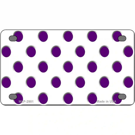 Purple White Polka Dot Metal Novelty License Plate 4" x 2.2" (MLP)