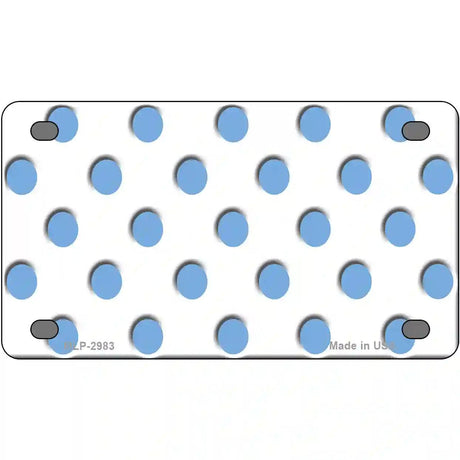 Light Blue White Polka Dot Metal Novelty License Plate 4" x 2.2" (MLP)