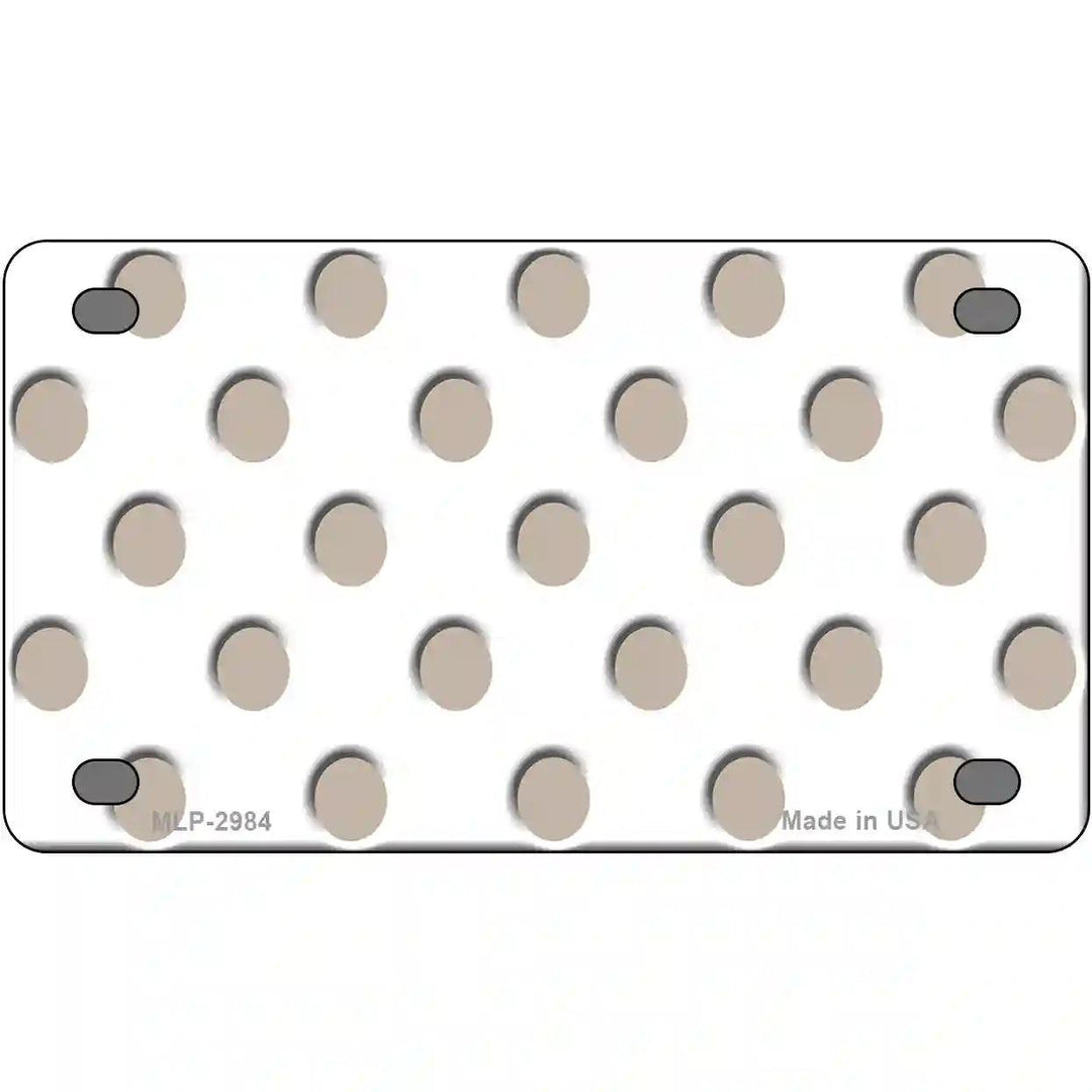 Tan White Polka Dot Metal Novelty License Plate 4" x 2.2" (MLP)