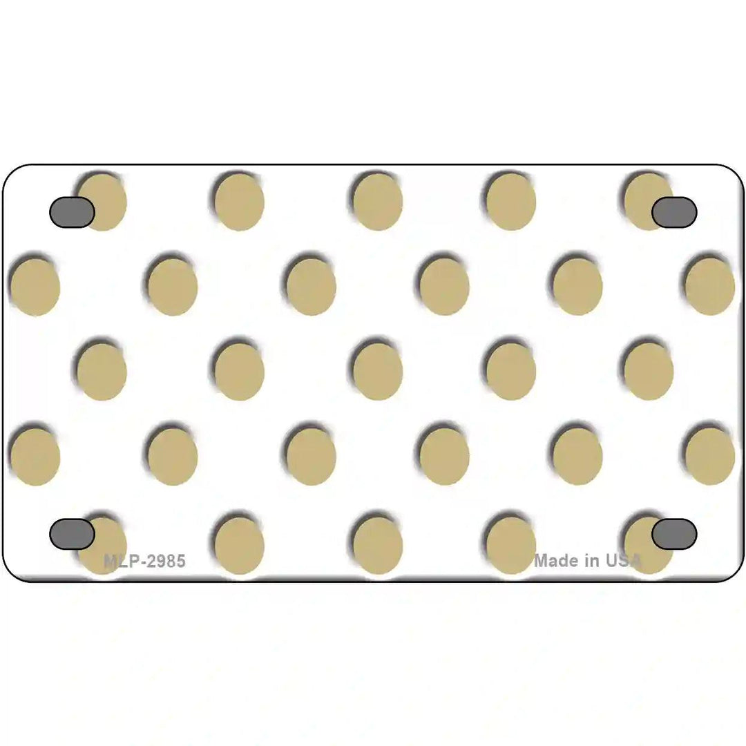 Gold White Polka Dot Metal Novelty License Plate 4" x 2.2" (MLP)