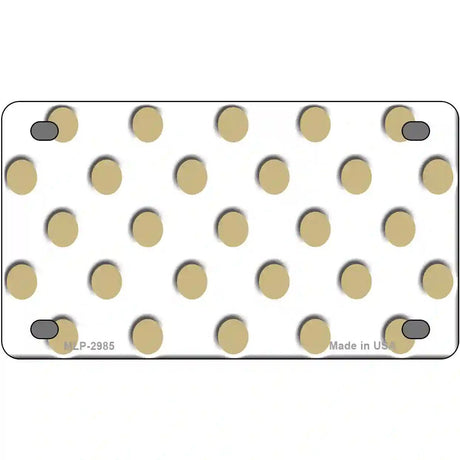 Gold White Polka Dot Metal Novelty License Plate 4" x 2.2" (MLP)