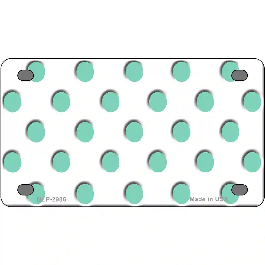 Mint White Polka Dot Metal Novelty License Plate 4" x 2.2" (MLP)