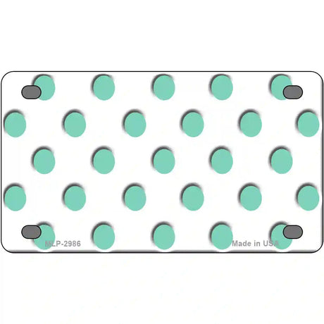 Mint White Polka Dot Metal Novelty License Plate 4" x 2.2" (MLP)